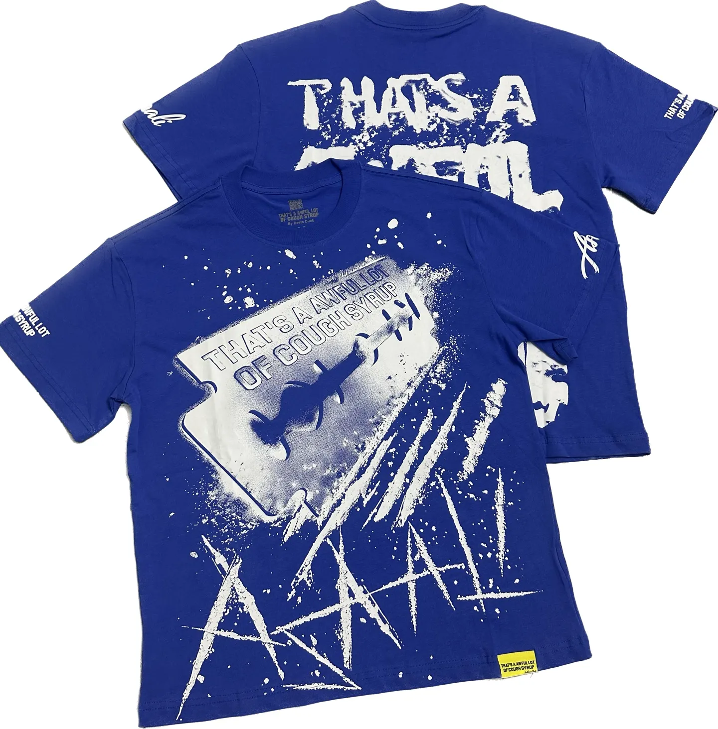 #kleinblue｜That's A AWFUL LOT OF COUGH SYRUP In Stock Real shot American simple trendy brand loose casual T-shirt Fabric (fabric): 32 counts Weight combed double yarn pure cotton Sizes (size): S-M L X L Color (colour): Klein Blue